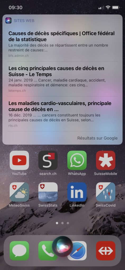 Réponse de Siri sur écran de smarphone